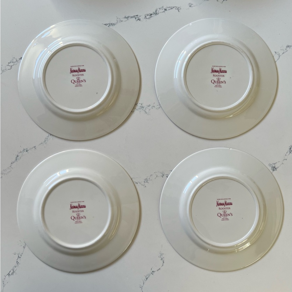 Farmhouse 4 Queens Red Rooster Salad Plates by Neiman Marcus 🐓♥️ - Picture 3 of 9